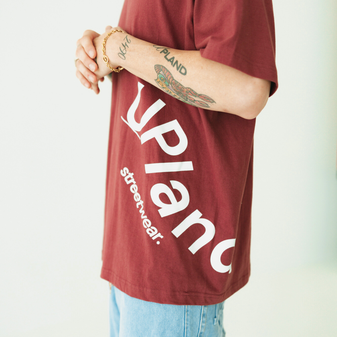 Burgundy Side Logo Tee