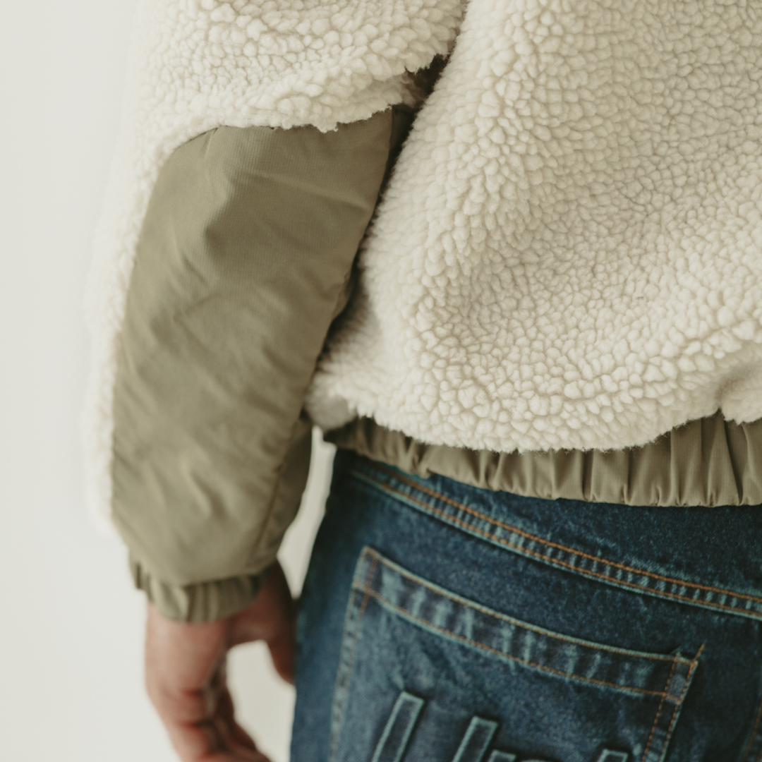 Pistachio Color Block Sherpa Fleece Jacket