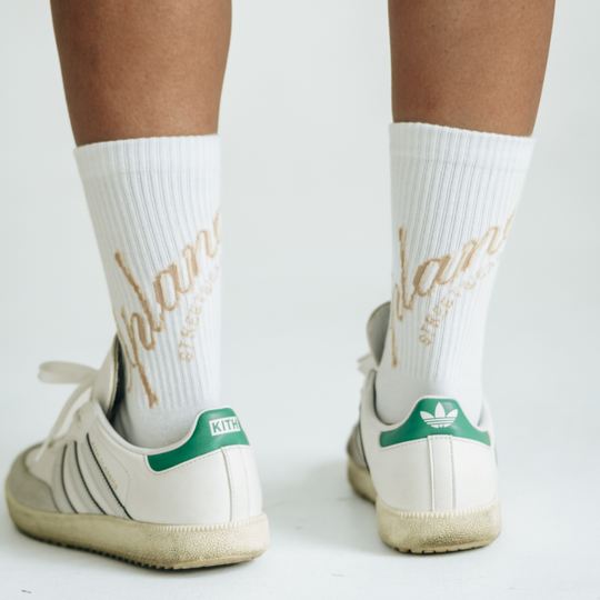 Cream Cursive Socks