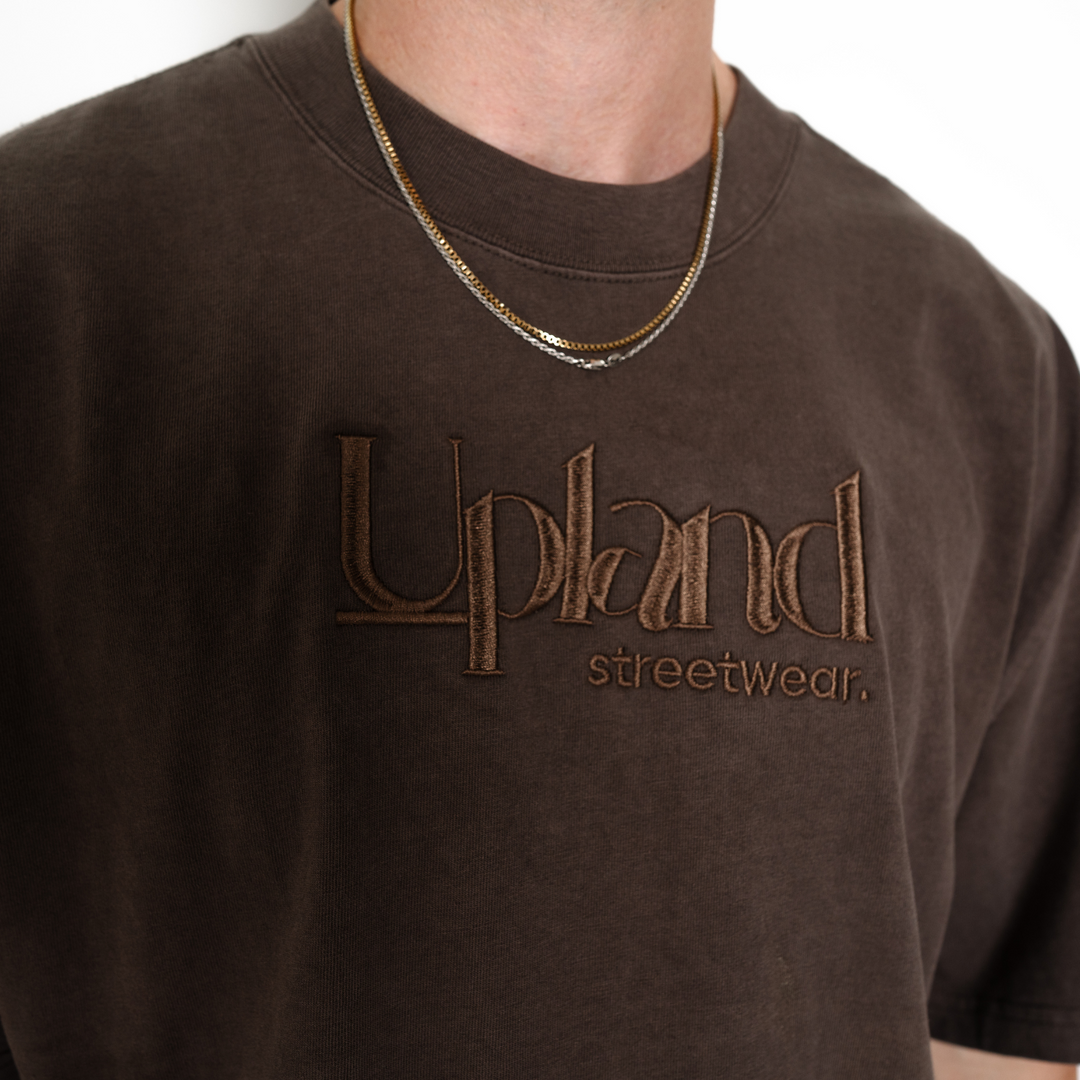 Faded Brown Embroidery Tee