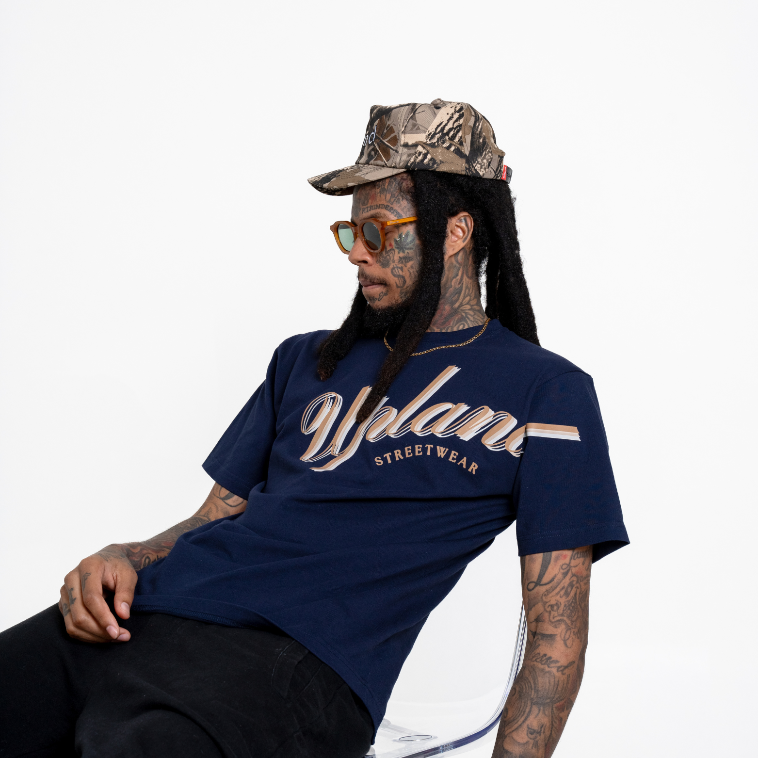 Navy Blue Cursive Logo Tee