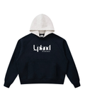 Navy Blue Fleece Color Block Hoodie