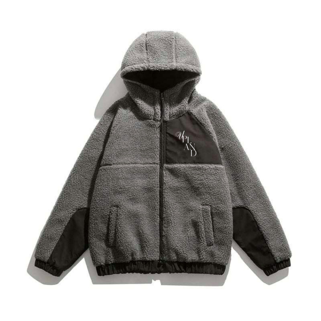 Black Color Block Sherpa Fleece Jacket